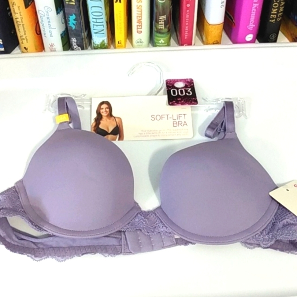 SO DAYBREAK LIFT SUPPORT BRA LAVENDER SATIN AND LACE SIZE 34A NWT